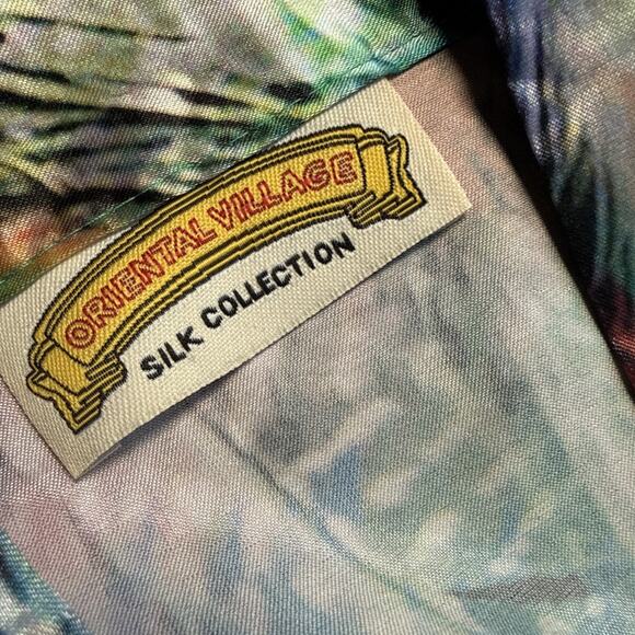 Oriental Village Silk Collection Rainbow Multi Kimono Robe Peacock Print Size OS - Picture 3 of 7